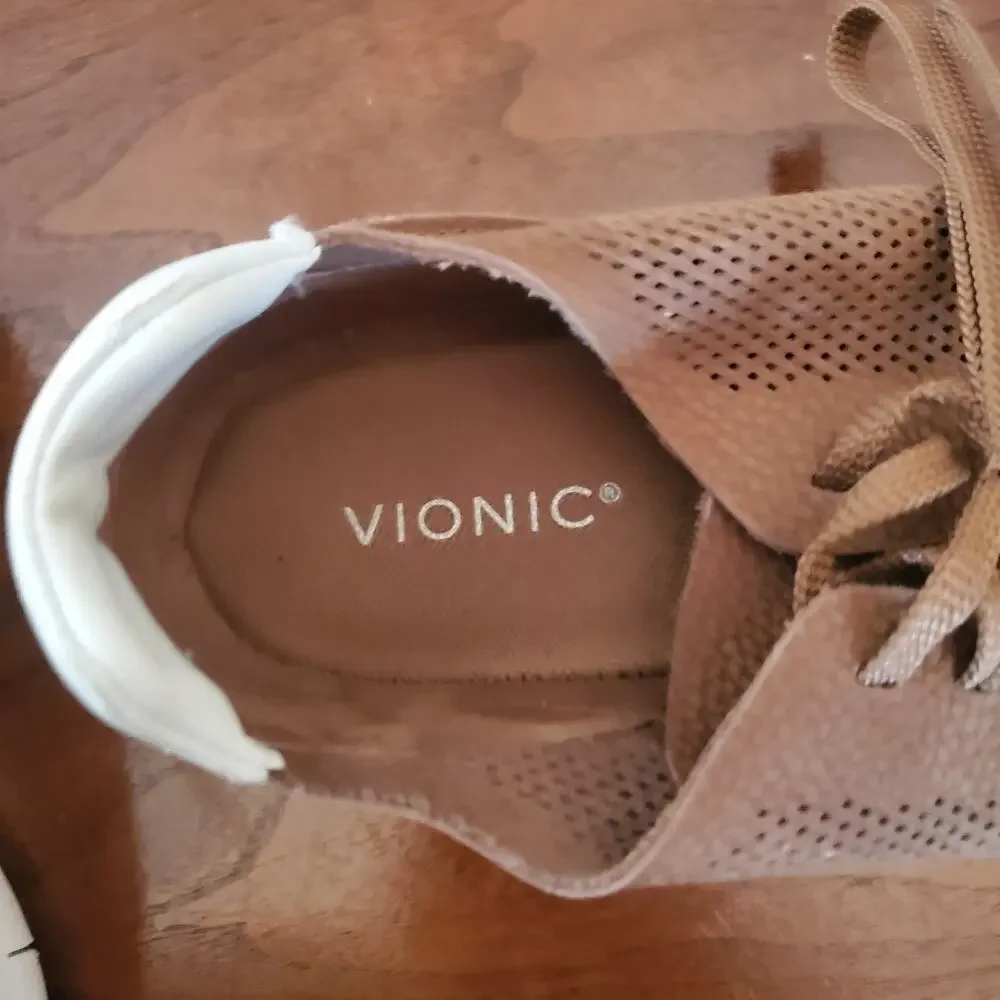 Vionic Mens Size 9 Brown Walking Shoes Orthotic Arch Support Sneaker